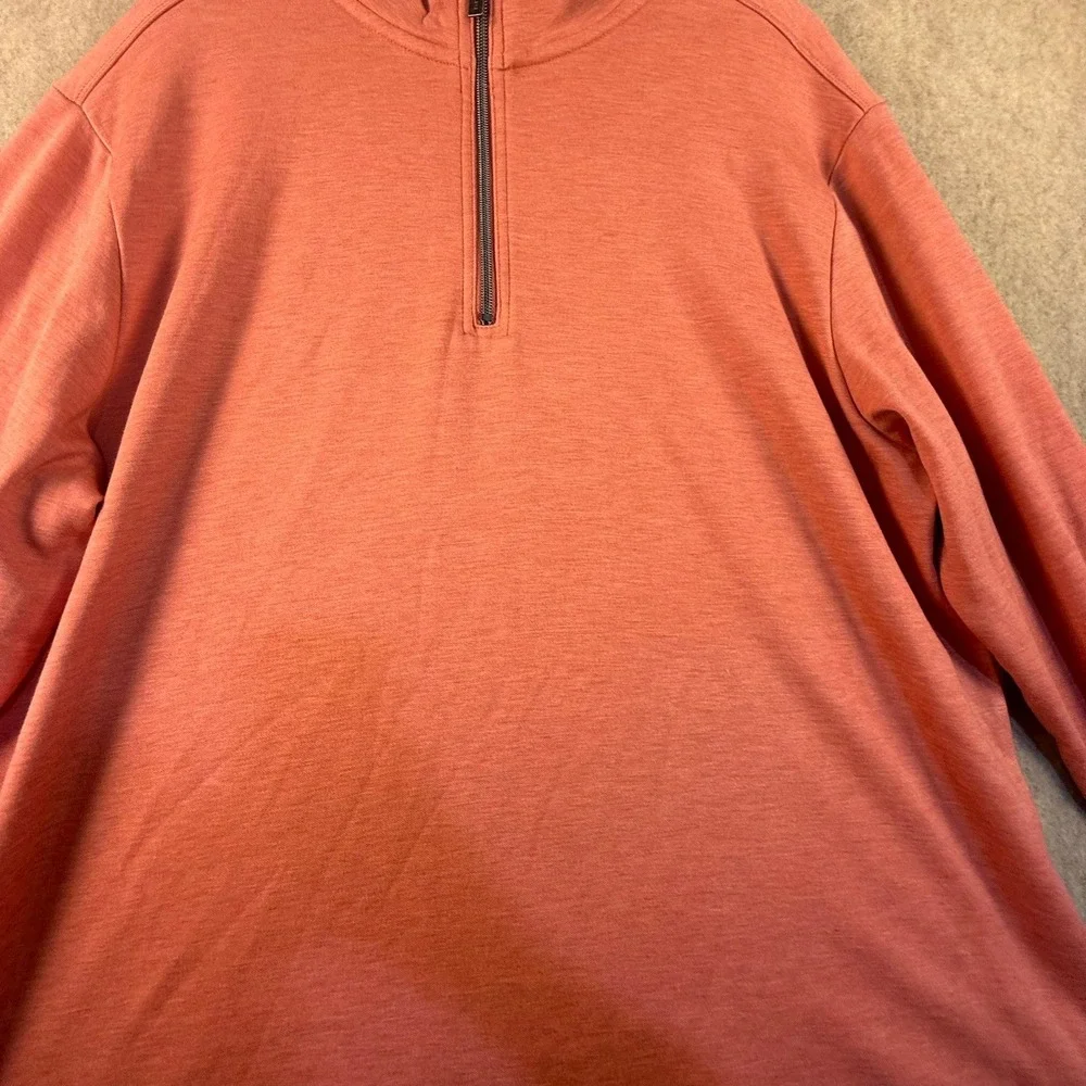 Tahari Mens Quarter Zip Pullover Coral Heathered Knit Sweater XL